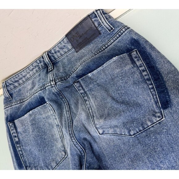 One Teaspoon Ankle Jeans Womens 29X28 High Waist Baggy Distressed Striped - Picture 4 of 13